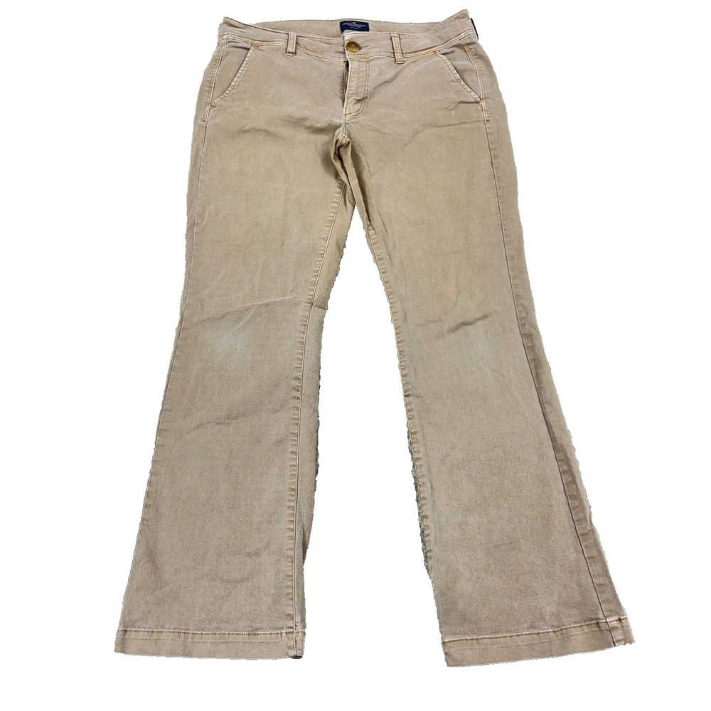 American Eagle Chino Pants Women 10 Short‎ Kick Boot Cut Tan Khaki Dress Y2K
